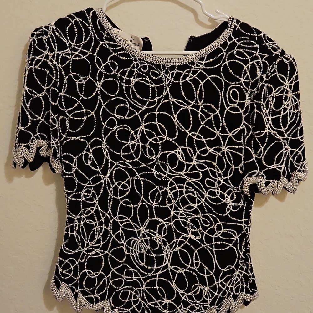 Laurence Kazar vintage beaded formal top. Size M
